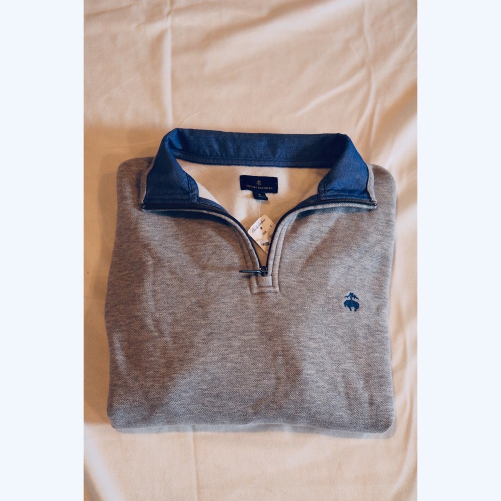 BROOKS BROTHERS Pullover Half-Zip in Heather Grey